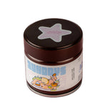 Koneko Matcha tin by xundays with a lilac star lid and illustrated label