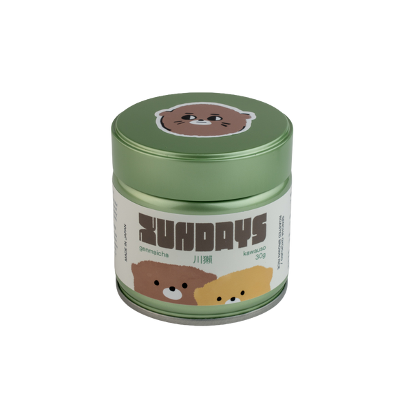 Kawauso Genmaicha tin by xundays – toasted brown rice tea powder