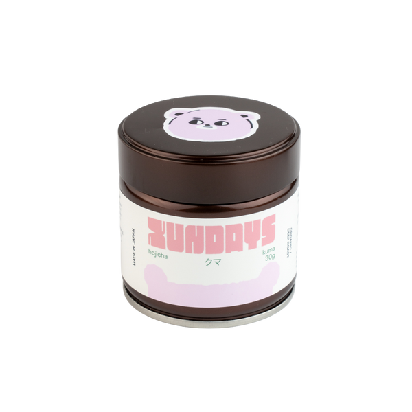 Kuma Dark Roast Hojicha tin by xundays – low caffeine hojicha powder