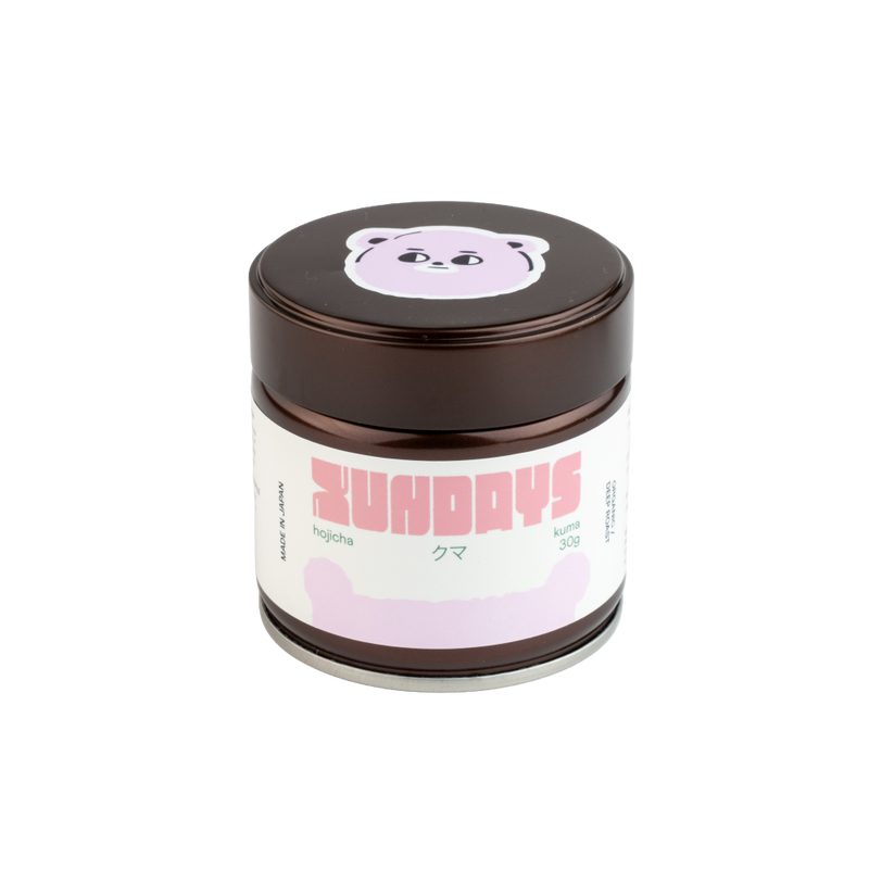 Kuma Dark Roast Hojicha tin by xundays – low caffeine hojicha powder